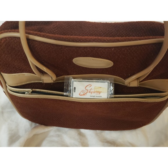 Vintage Skyway Carry-on Overnight Bag Brown Tweed MCM Circa 1970's - Picture 5 of 8